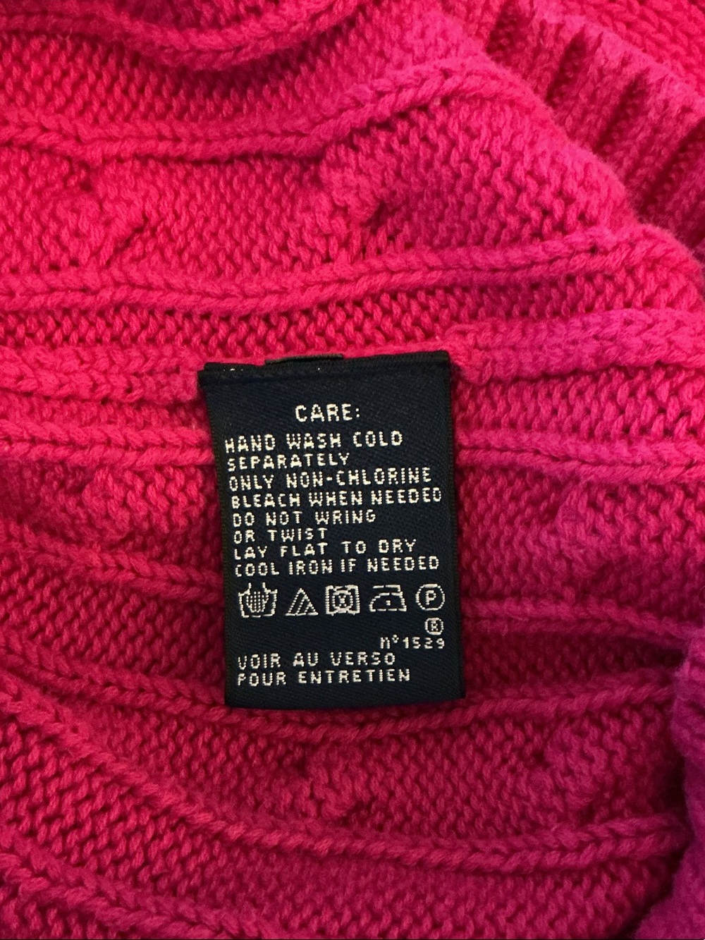 Ralph Lauren Sport Women’s XL Vintage Hot Pink Crew Neck Cable Knit Yellow pony - Picture 7 of 7